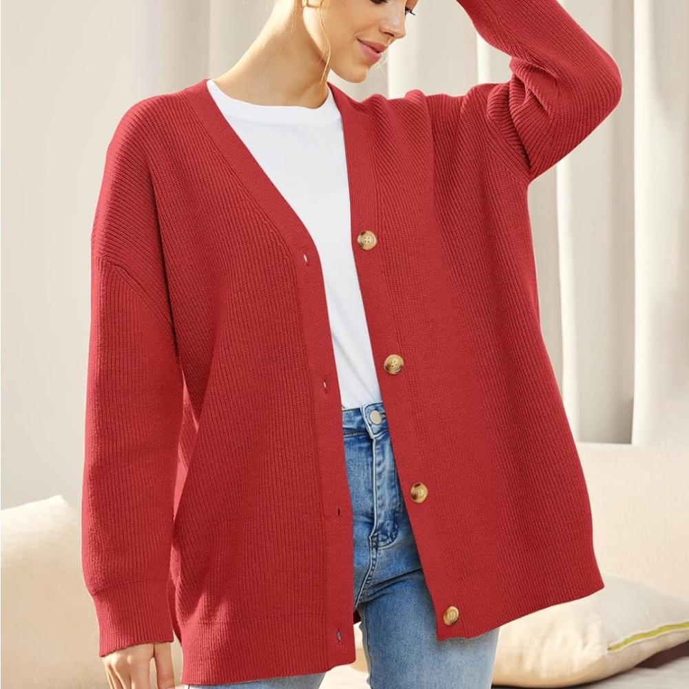 BRAND NEW Red Boyfriend Oversized Cardigan
